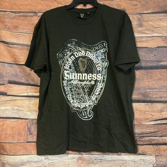 Guinness Irish Label Large T-Shirt Official Merchandise for Beer Lovers Green - Picture 1 of 6